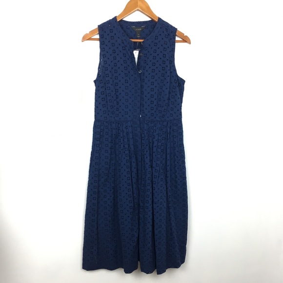 J Crew Eyelet Shirtdress in Navy - Picture 2 of 5